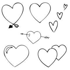 Doodle vector heart for Valentine's Day, Mother's Day, wedding, love and romantic Hand Heart events.