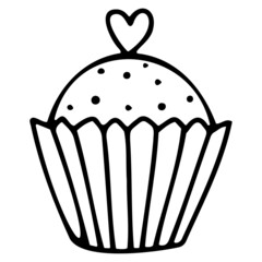 Doodle cupcake for Valentine's Day, Mother's Day, Wedding, love and romantic Hand Heart events.