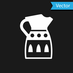 White Sangria pitcher icon isolated on black background. Traditional spanish drink. Vector