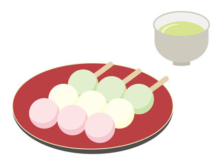 三色団子と緑茶