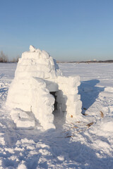 Igloo  standing on a snowy  in  winter, Novosibirsk, Russia
