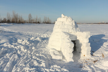Igloo  standing on a snowy  in  winter, Novosibirsk, Russia