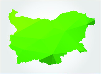 Bulgaria Map Green Color on white background polygonal	