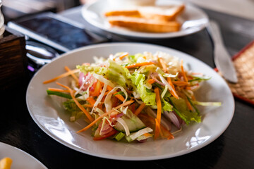 french fries and salad