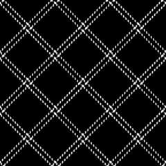 Plaid pattern with double line in black and white. Seamless elegant simple dark windowpane illustration for dress, jacket, coat, skirt, scarf, other modern everyday casual fashion textile print.