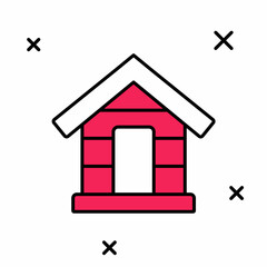 Filled outline Dog house icon isolated on white background. Dog kennel. Vector