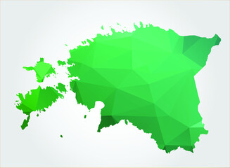 Estonia Map Green Color on white background polygonal