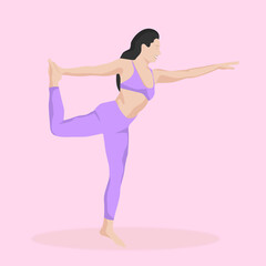 Happy Girl in purple doing yoga