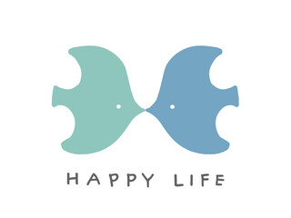 北欧風のかわいい青い鳥／手描きイラスト素材