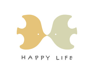 北欧風のかわいい黄い鳥／手描きイラスト素材