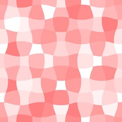Distorted checkered pattern in cream pink halftones. Vector seamless pattern