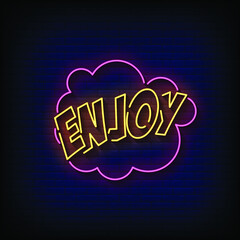 Enjoy Neon Signs Style Text Vector