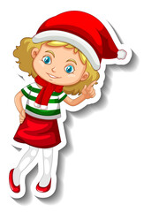 A girl in Christmas costumes