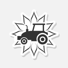 Logo Farm. Tractor logo sticker isolated on white background