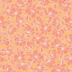 Seamless and beautiful flower illustration pattern,