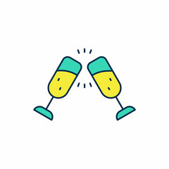 Filled outline Glass of champagne icon isolated on white background. Merry Christmas and Happy New Year. Vector