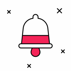Filled outline Merry Christmas ringing bell icon isolated on white background. Alarm symbol, service bell, handbell sign, notification. Vector