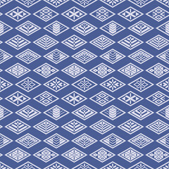 Japanese Geometric Diamond Flower Vector Seamless Pattern