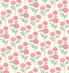 Japanese Sweet Pink Flower Branch Vector Seamless Pattern