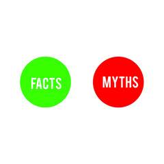 Myths vs Facts header design. Clipart image.
