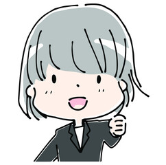 笑顔のスーツ姿の女性の上半身