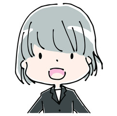 笑顔のブレザー姿の女性