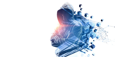 Cyber security concept . Mixed media