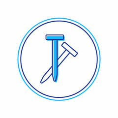 Filled outline Metallic nails icon isolated on white background. Vector