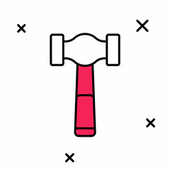 Filled outline Hammer icon isolated on white background. Tool for repair. Vector