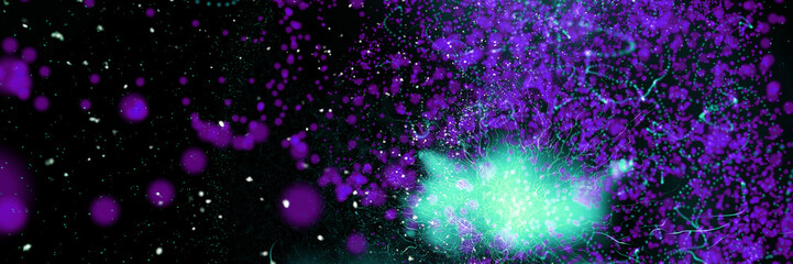 abstract space banner. blurred abstract background with particles