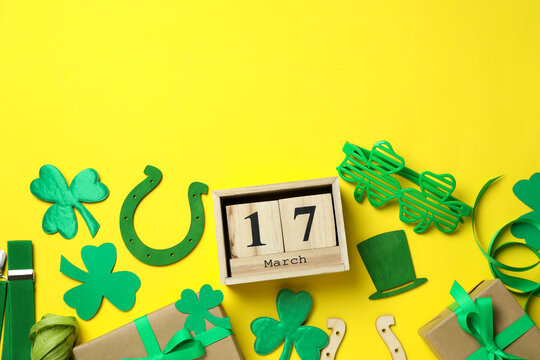 Different St.Patrick's Day accessories, space for text