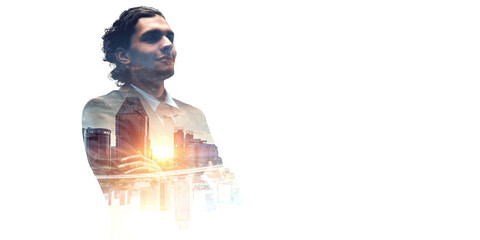 Portrait of an handsome confident business man . Mixed media