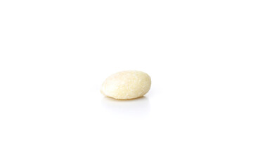 One raw potato gnocchi isolated on white background