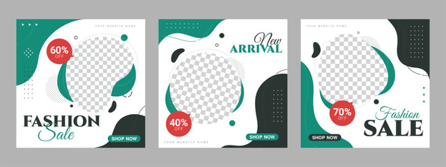 Naklejka premium Fashion sale social media post template design with abstract background