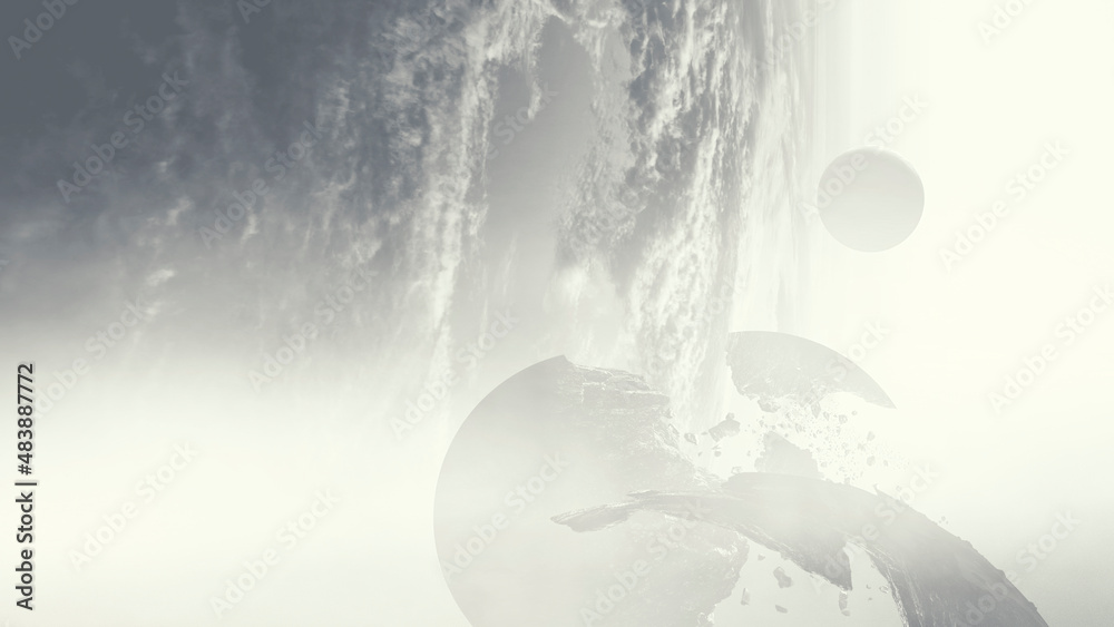 Poster image of outer space. . mixed media
