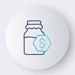 Line Sale in jar of honey icon isolated on white background. Food bank. Sweet natural food symbol. Colorful outline concept. Vector