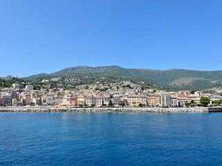 Naklejka na ściany i meble Panoramic view of Bastia on a sunny day. Corsica, France.