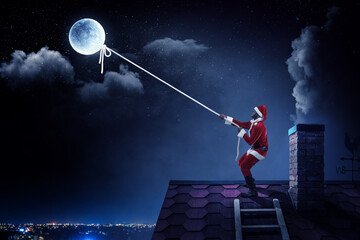 Fototapeta na wymiar Happy Santa. Christmas concept . Mixed media
