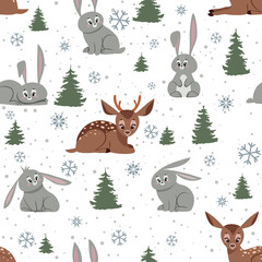 deer and bunnies background