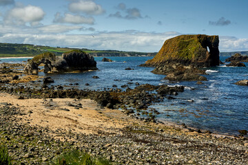 View of the Atlantic coast in the Northern Ireland during the summer