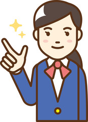 Illustration of a woman in uniform pointing at something