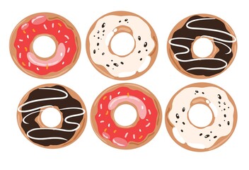 Fototapeta premium set of colorful donuts isolated on white background 