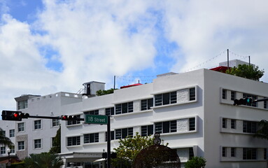 Typische Fassade in Miami Beach am Atlantik, Florida