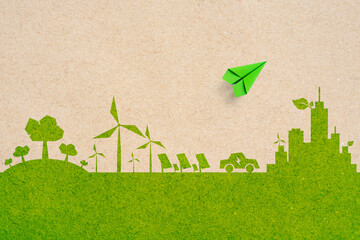 Green paper plane and ecology, green energy environment concept © Worawut