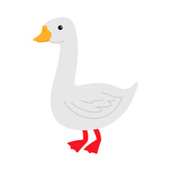 Obraz premium Cute goose. Vector illustration, isolated on a white background. Scandinavian cartoon style flat design. Concept for children print.