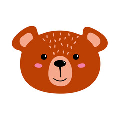 Cute bear. Vector illustration, isolated on a white background. Scandinavian style flat design. Concept for children print.	