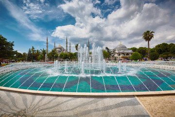 Large outdoor fountain. Historical landmark. Travel to Istanbul, Turkey