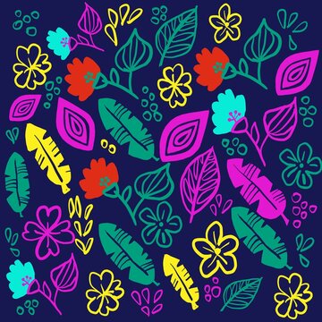 Illustrazione pattern di elementi floreali colorati 