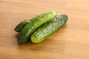 Fersh juicy green cucumbers heap