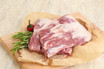 Raw pork ribs for cooking